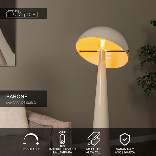 Lucide BARONE - Lámpara de suelo - Ø 52,6 cm - 1xE27 - Beige | Vibes - USP